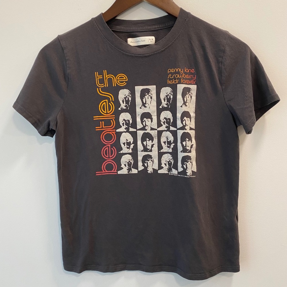 Abercrombie Kids T-Shirt Girls 9/10 Gray The Beatles Penny Lane Graphic Band Tee